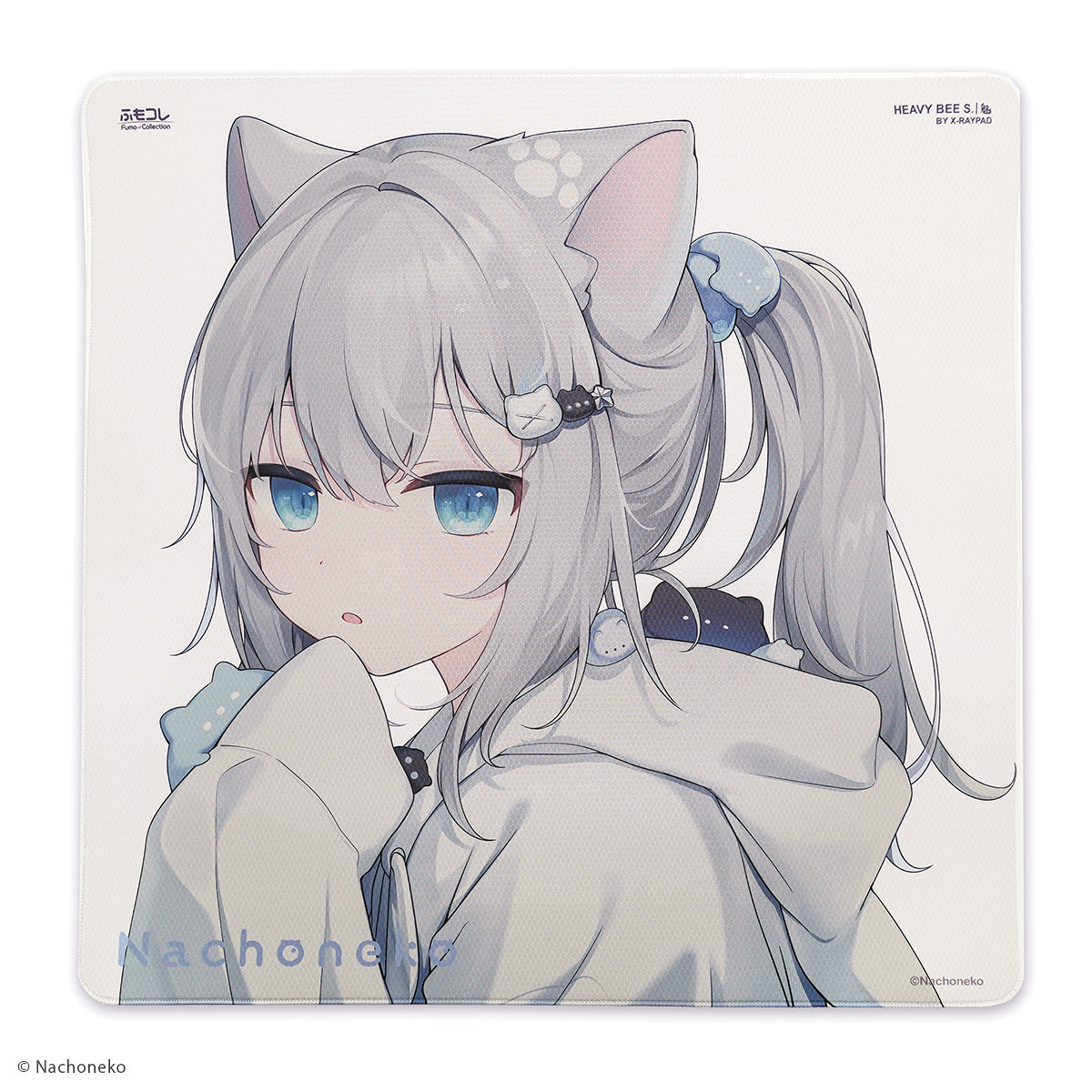 Nachoneko × ふもコレ ゲーミングマウスパッド White (ベースモデル X-raypad Unique Heavy Bee S)