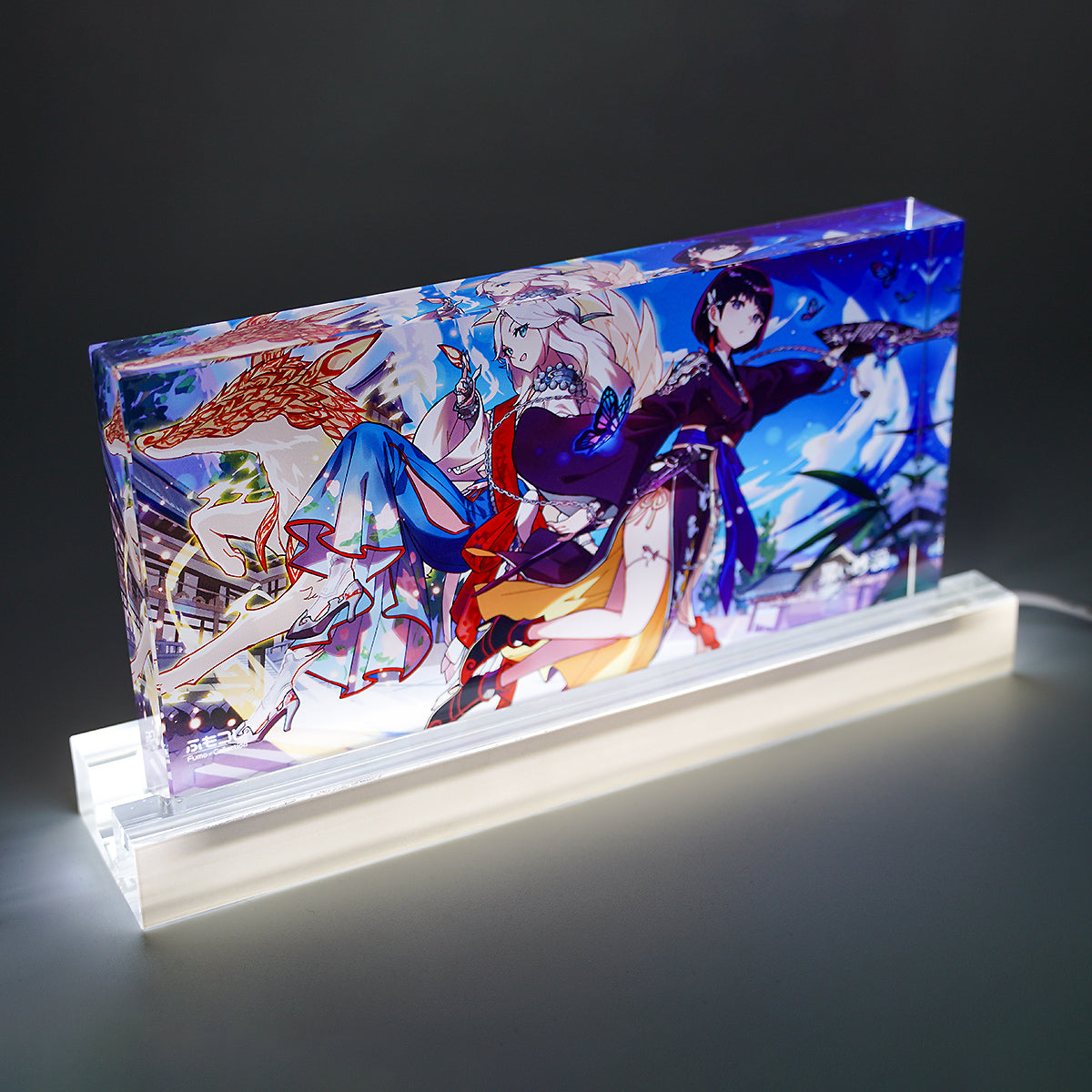 ふもコレ × 黒い砂漠 LEDスタンド付きアクリルブロック  メグ＆ウサ