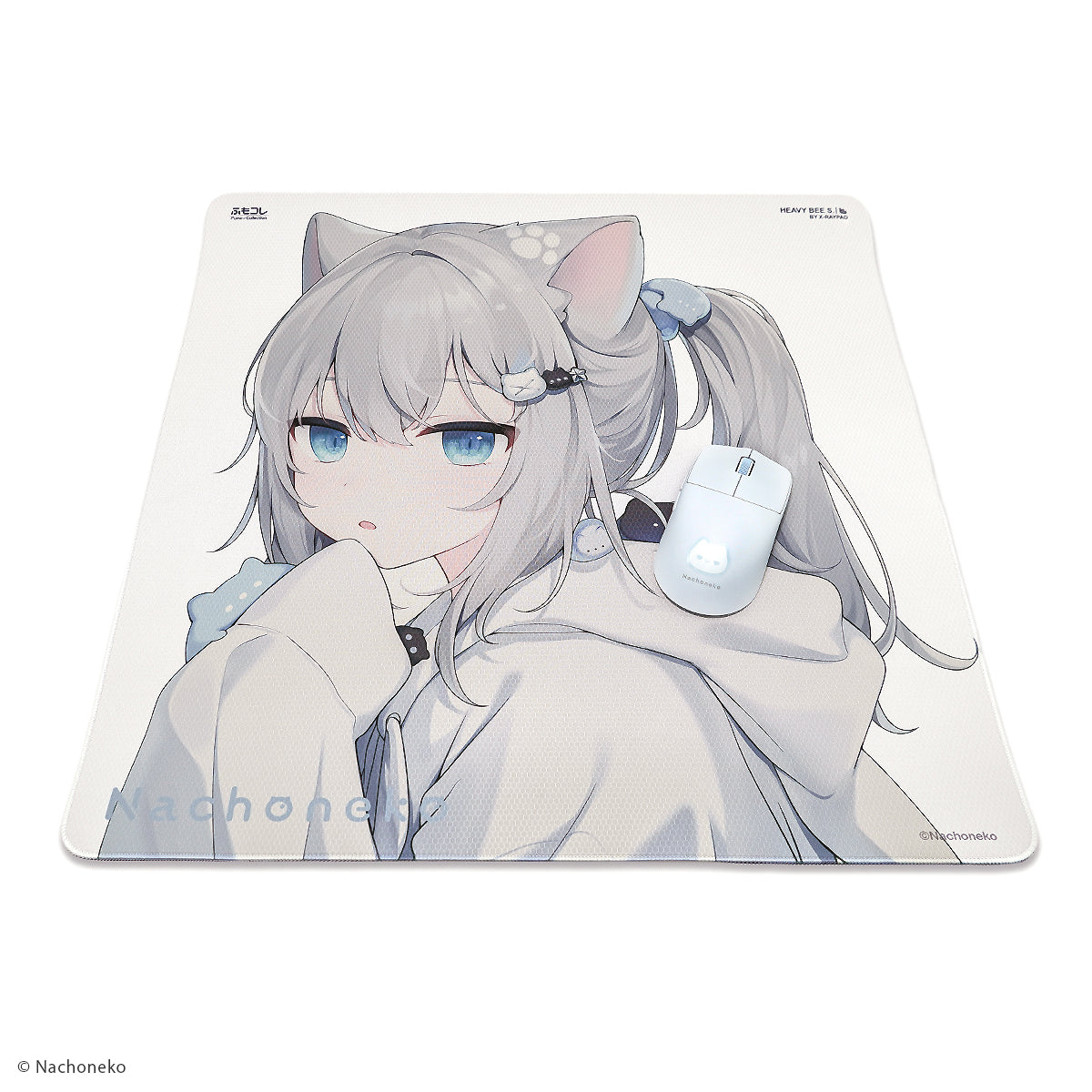 Nachoneko × ふもコレ ゲーミングマウスパッド White (ベースモデル X-raypad Unique Heavy Bee S)